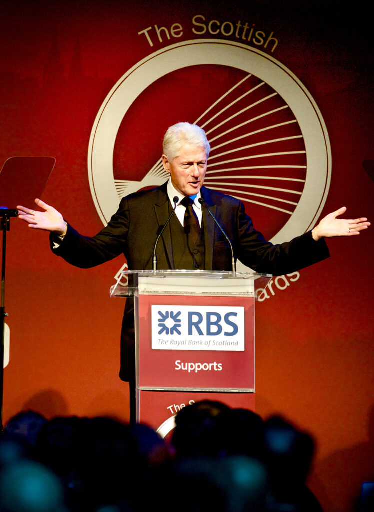 President Bill Clinton makes his keynote speech at the Scottish Business Awards