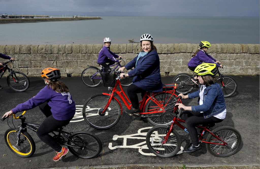 Opening event by Sustrans Scotland for a new cycle track at Lower-Granton-Road, Edinburgh