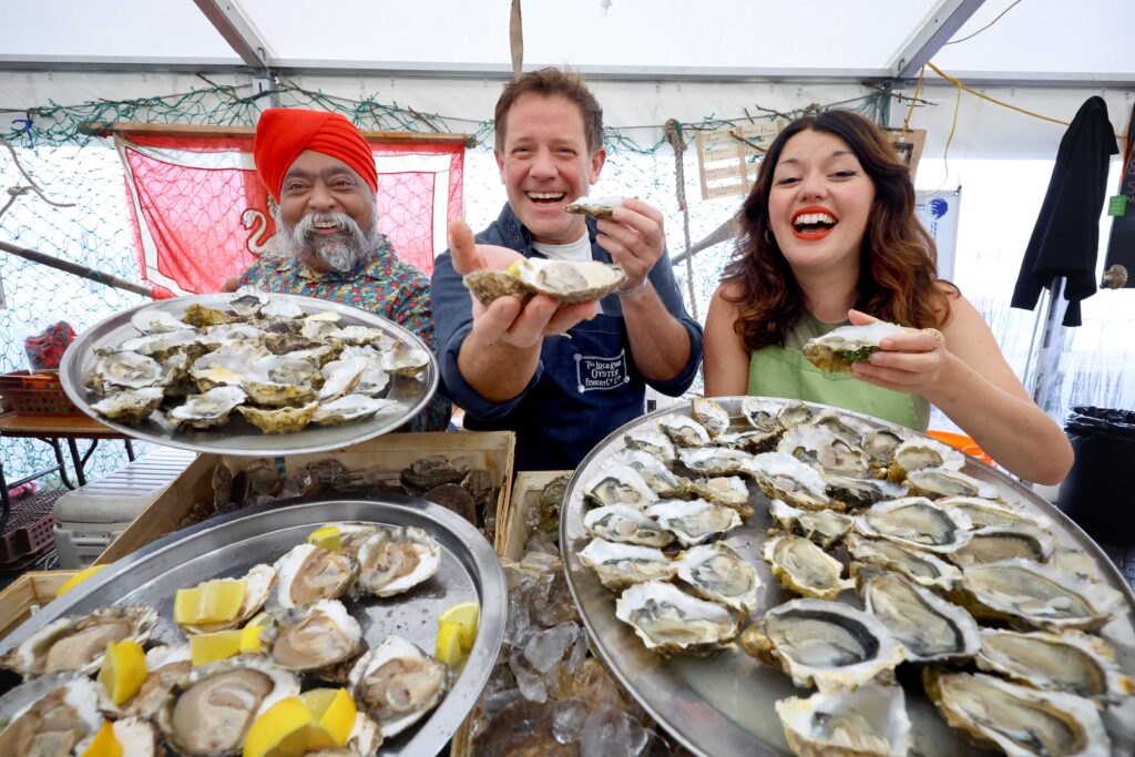 BBC Saturday Kitchen Star Matt Tebbutt at Stranraer Oyster Festival with Tony Singh and Julie Lin