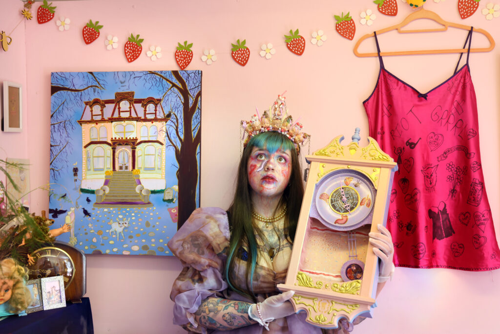 Rhiannon Dewar, performance and installation conceptual artist, at Spring Fling open studios weekend